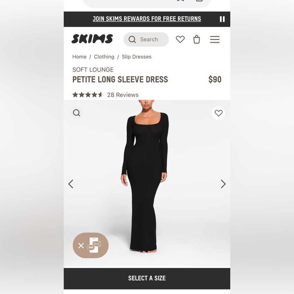 Skims soft lounge dress. Brand new with tags. Size small petite.